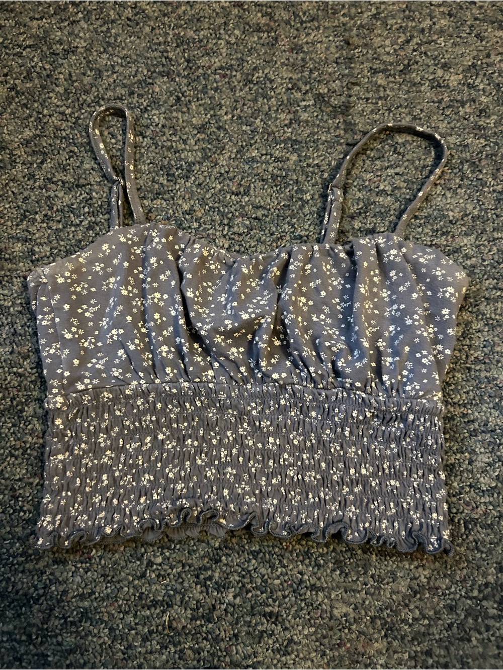 Hollister Navy Blue Floral Smocked Cami